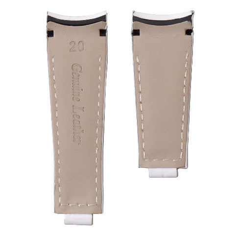 20MM CURVED LEATHER STRAP BAND FOR ROLEX DAYTONA 16518 16519 116518 116519 WHITE