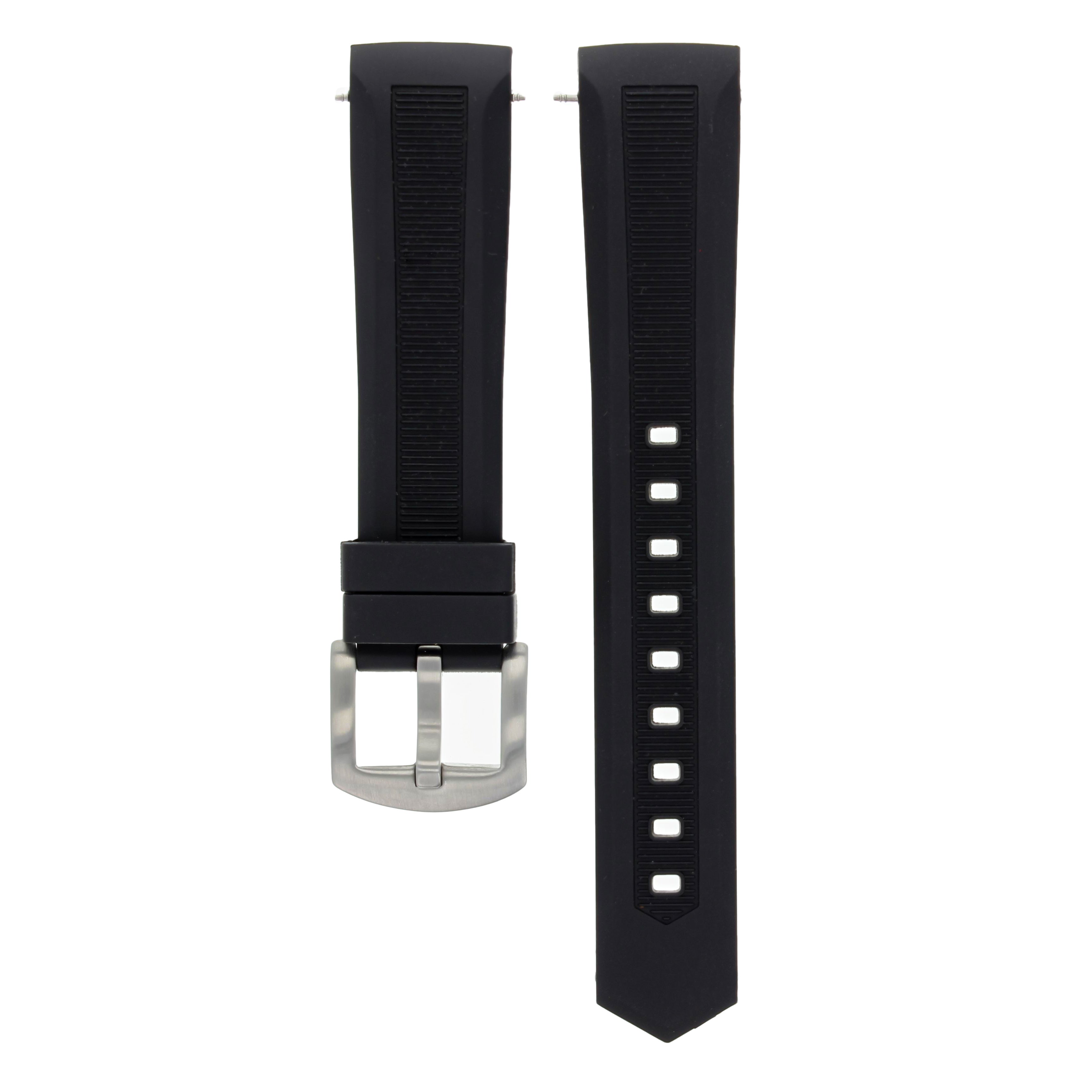 22MM RUBBER WATCH STRAP BAND FOR TAG HEUER FORMULA F1 AQUARACER CURVED END BLACK