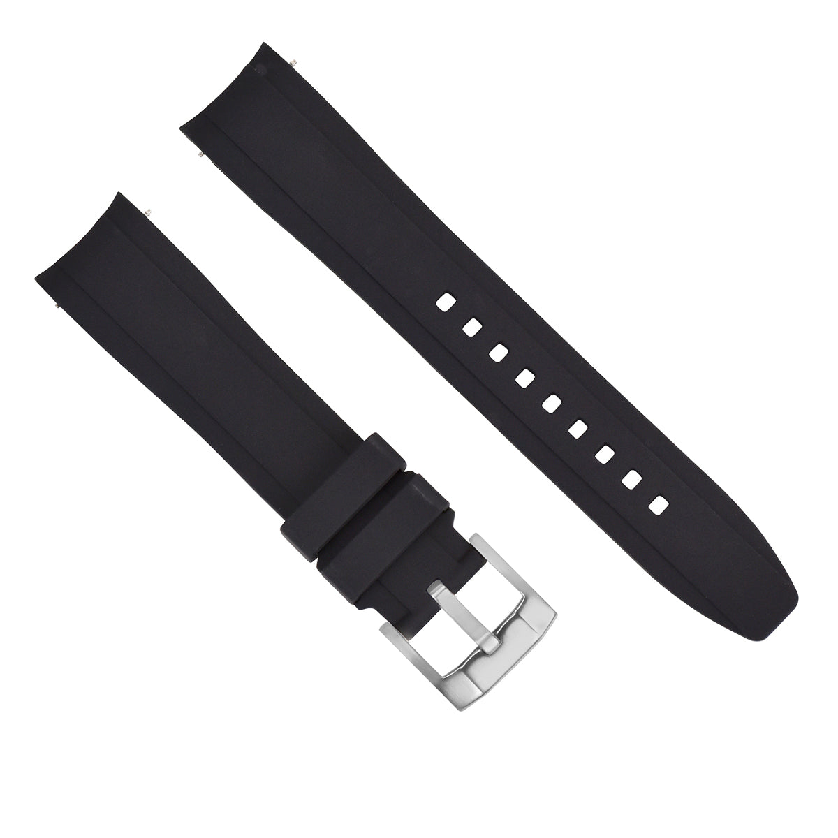 20MM CURVED RUBBER WATCH BAND STRAP FOR ROLEX DAYTONA DATEJUST SUBMARINER BLACK