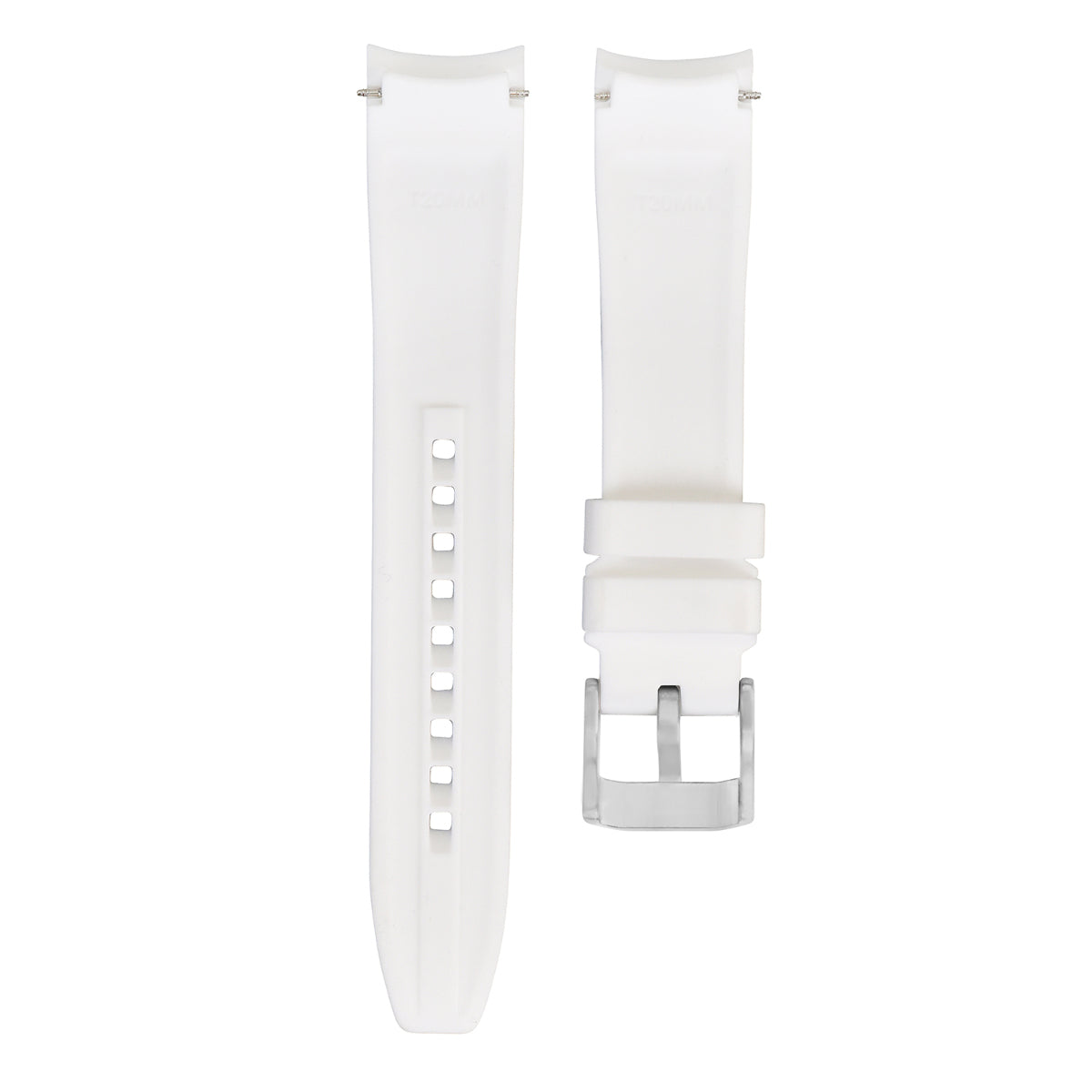 20MM CURVED RUBBER WATCH BAND STRAP FOR ROLEX DAYTONA DATEJUST SUBMARINER WHITE