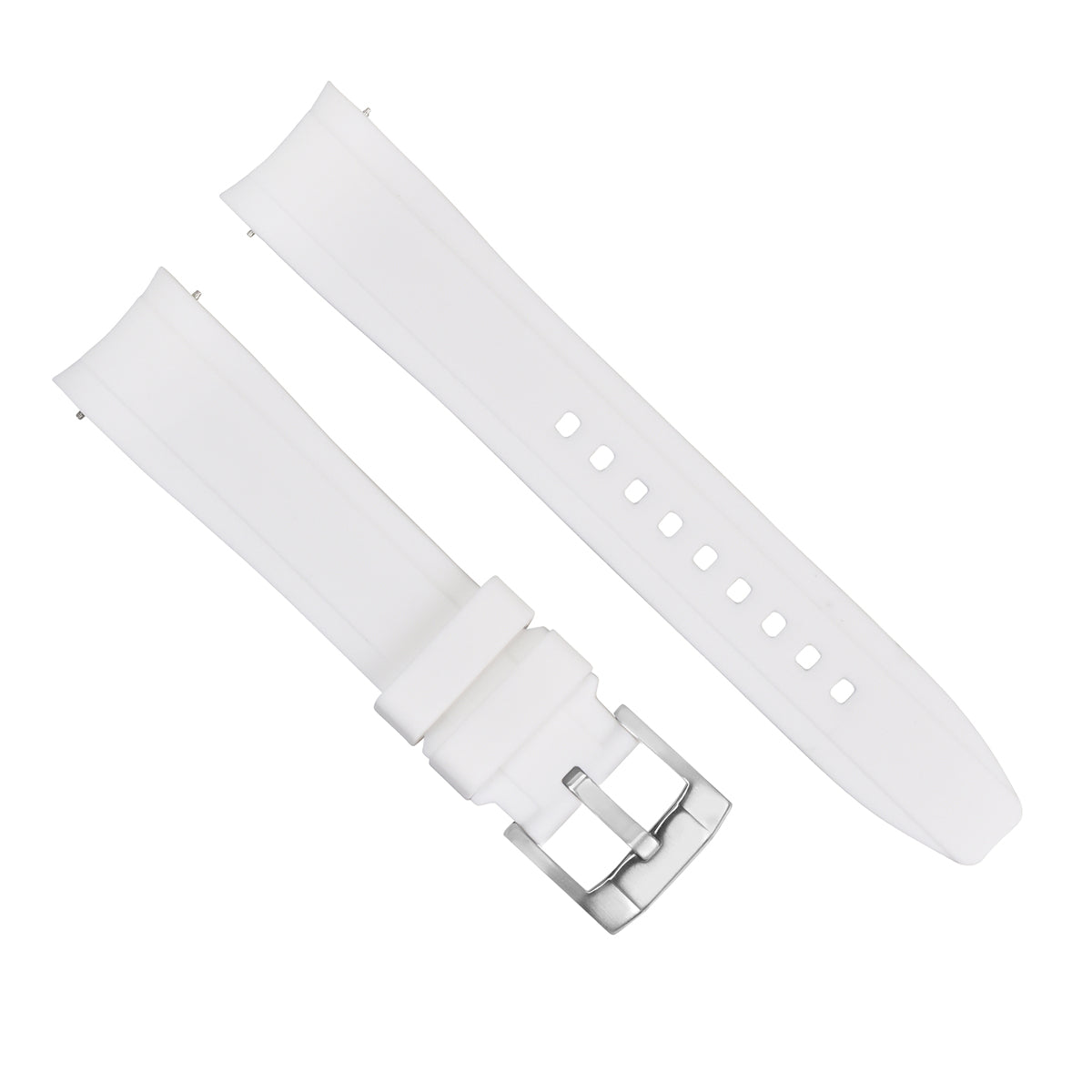 20MM CURVED RUBBER WATCH BAND STRAP FOR ROLEX DAYTONA DATEJUST SUBMARINER WHITE