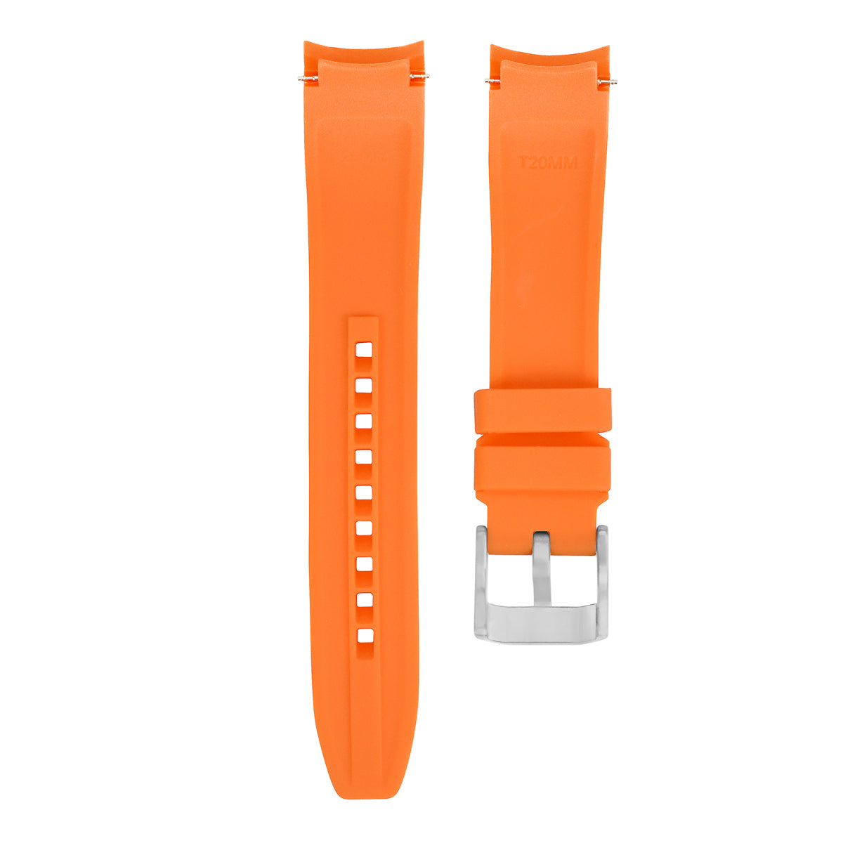 20MM CURVED RUBBER WATCH BAND STRAP FOR ROLEX DAYTONA DATEJUST SUBMARINER ORANGE