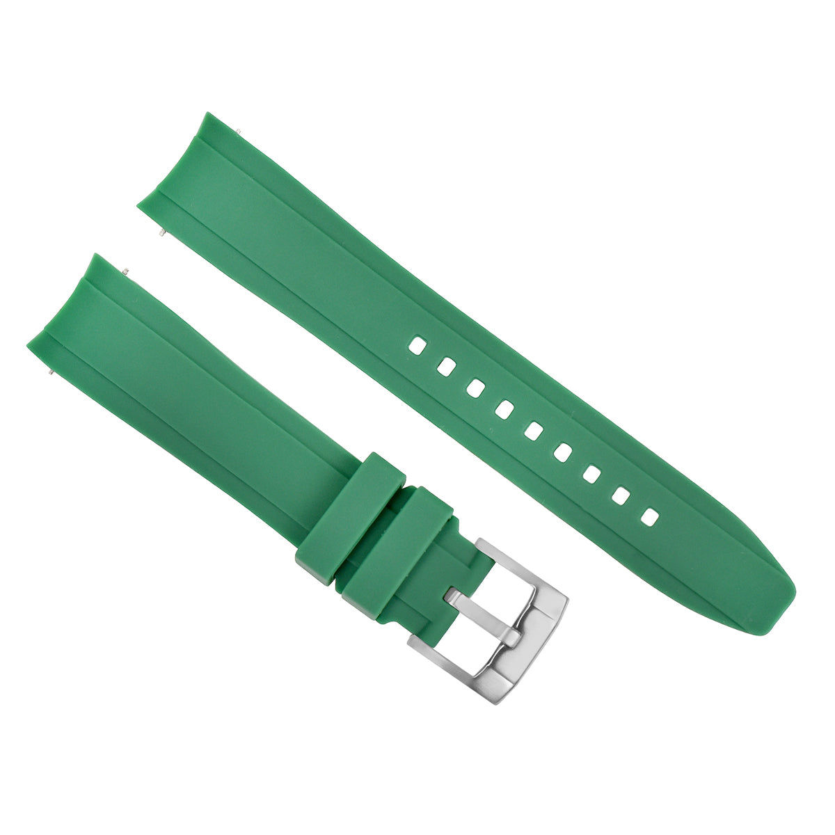 21MM RUBBER WATCH BAND STRAP FOR ROLEX DATEJUST 41, DAY DATE 2, DEEP SEA GREEN