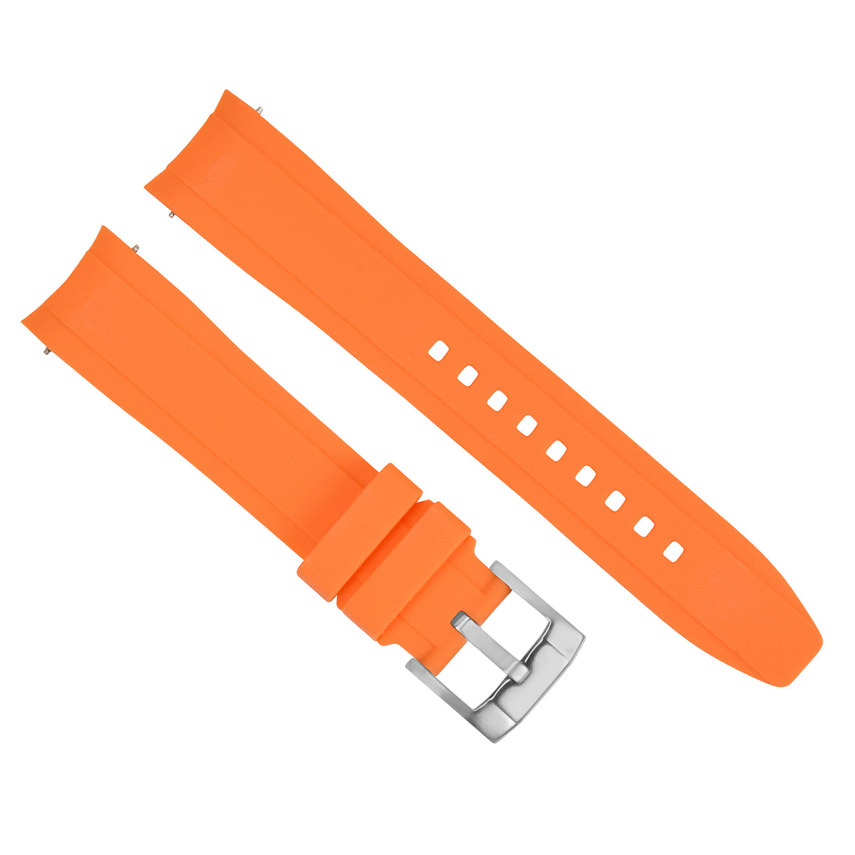 21MM RUBBER WATCH BAND STRAP FOR ROLEX DATEJUST 41, DAY DATE 2, DEEP SEA ORANGE