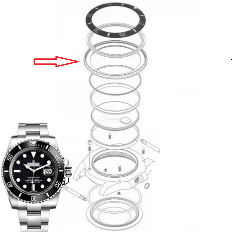 ROTATING BEZEL INSERT RING FOR CERAMIC ROLEX SUBMARINER 116613, 116618 GOLD COLOR