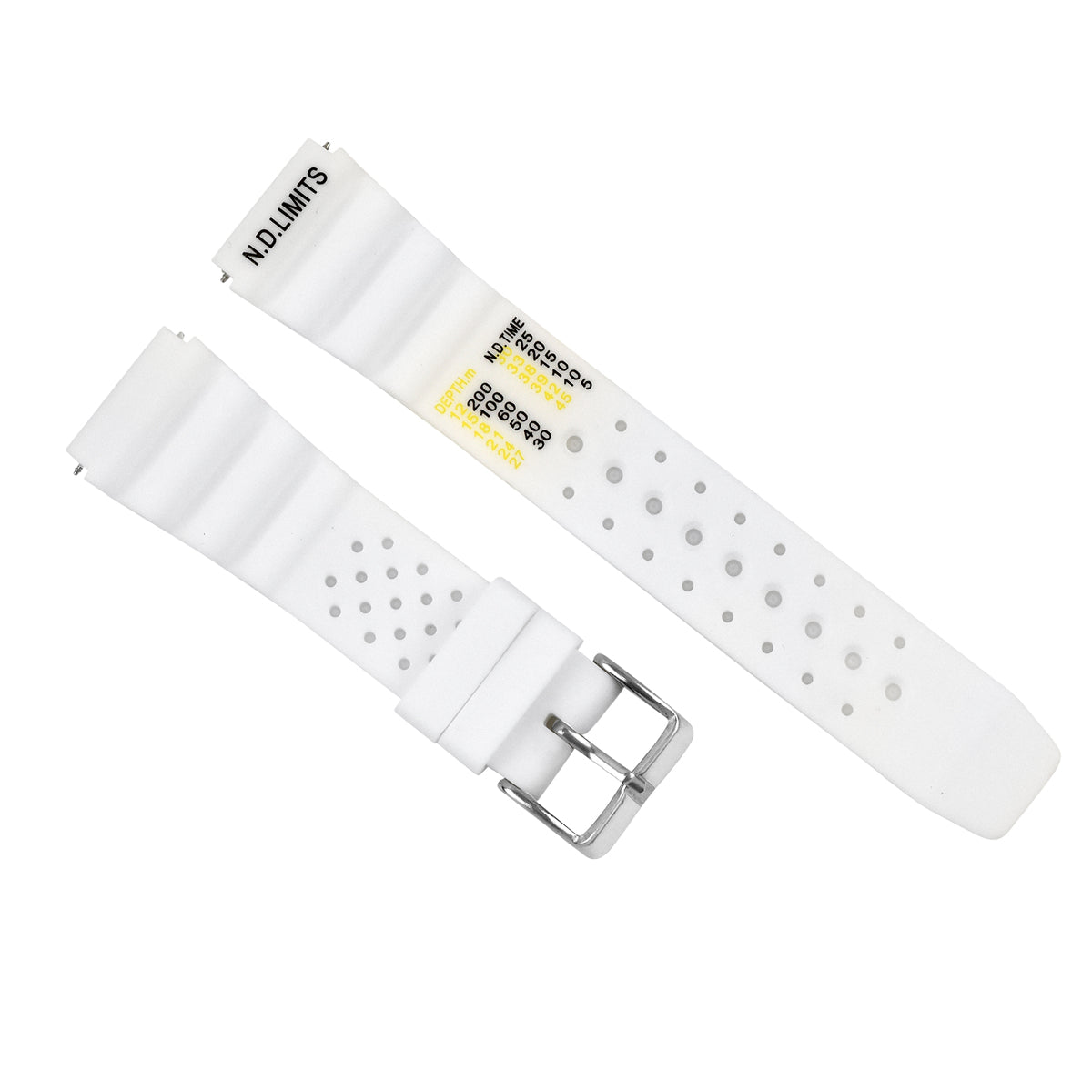 22MM N.D. LIMITS WATCH STRAP EXTREMA SPORT RUBBER DIVER FOR CITIZEN SEIKO WHITE