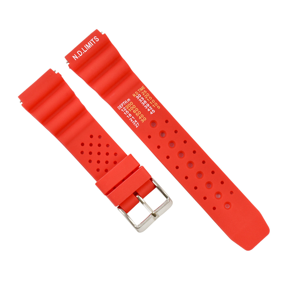 22MM N.D. LIMITS WATCH STRAP EXTREMA SPORT RUBBER  DIVER FOR CITIZEN SEIKO RED