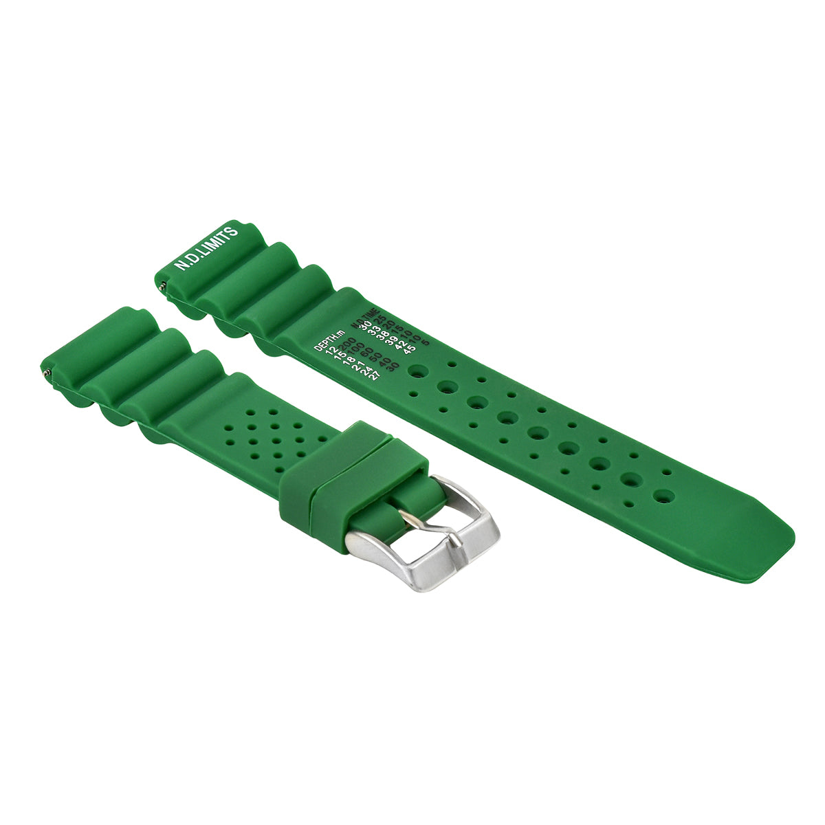 22MM N.D. LIMITS WATCH STRAP EXTREMA SPORT RUBBER DIVER FOR CITIZEN SEIKO GREEN