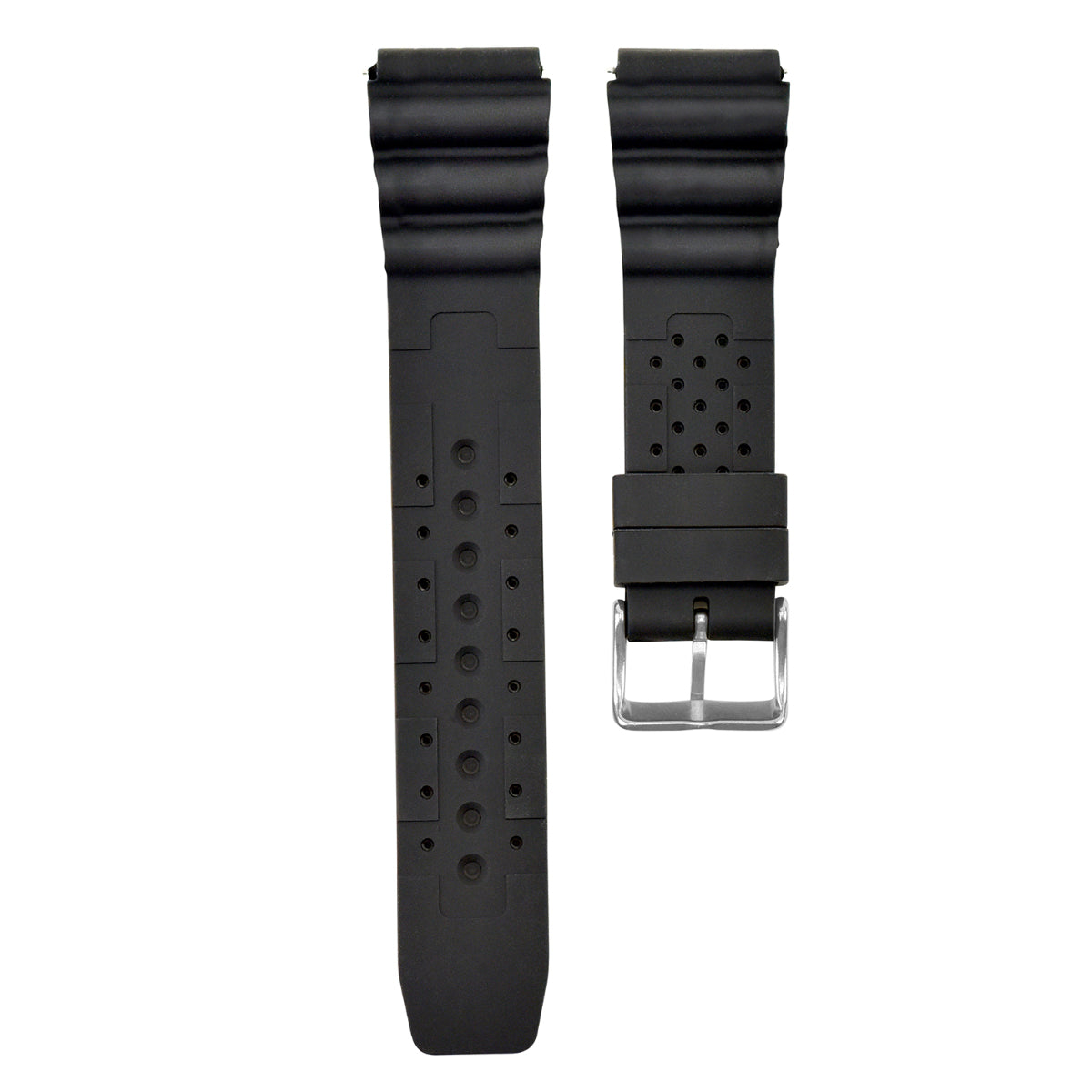 20-22MM ND LIMIT WATCH BANDSTRAP EXTREMA SPORT RUBBER DIVER FOR CITIZEN/SEIKO - Citizen, Seiko, Black, underside view