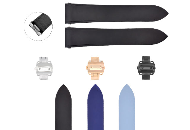 21MM RUBBER WATCH BAND STRAP QUICK RELEASE FOR CARTIER SANTOS WSSA0018 LARGE