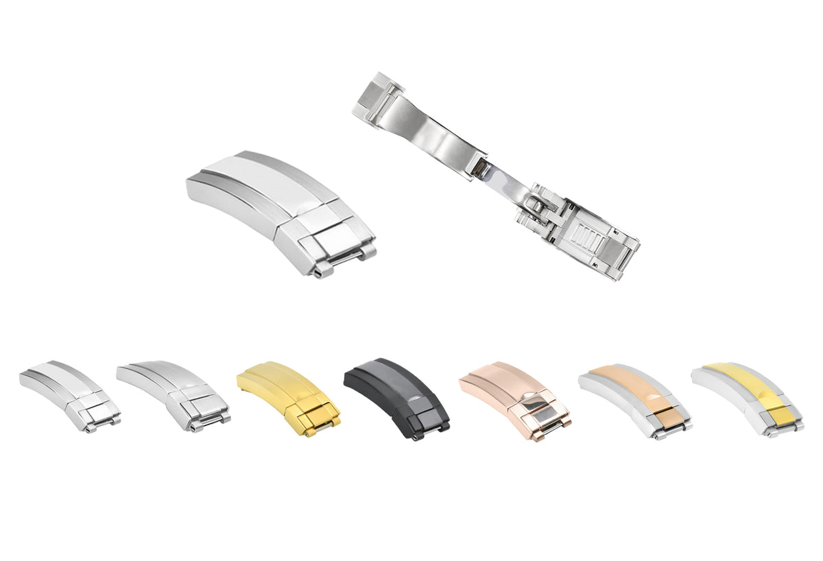 16MM BUCKLE CLASP FOR ROLEX DAYTONA ,DATEJUST, SURMBERINER,GMT,BAND GLIDE LOCK, Silver - Brushed