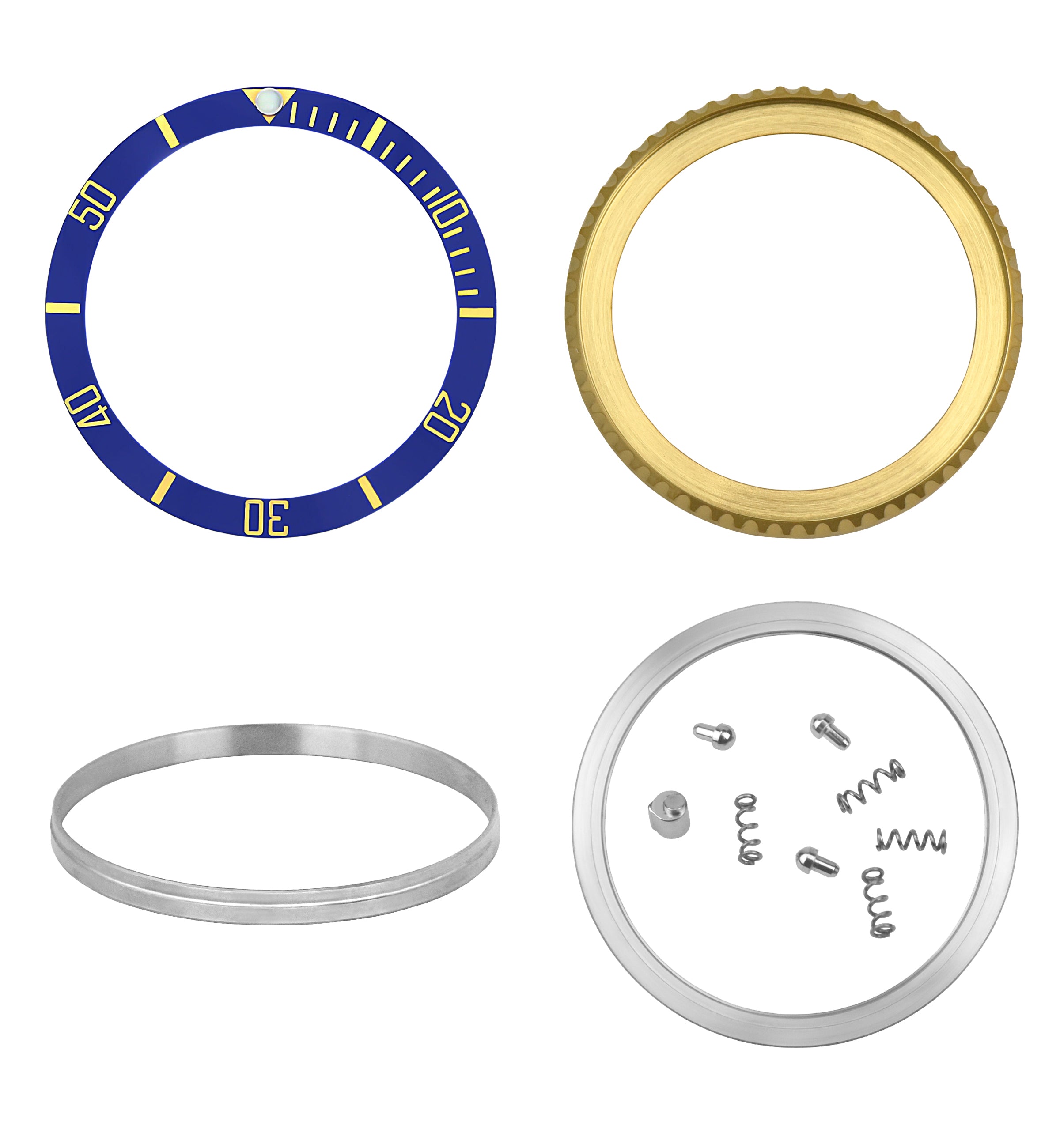 BEZEL & INSERT KIT FOR ROLEX SUBMARINER CERAMIC MODEL 116613, 116618 BLUE/GOLD