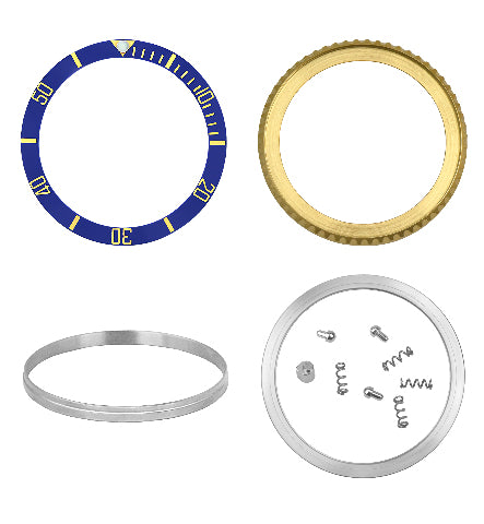 BEZEL & INSERT KIT FOR ROLEX SUBMARINER CERAMIC MODEL 116613, 116618 BLUE/GOLD