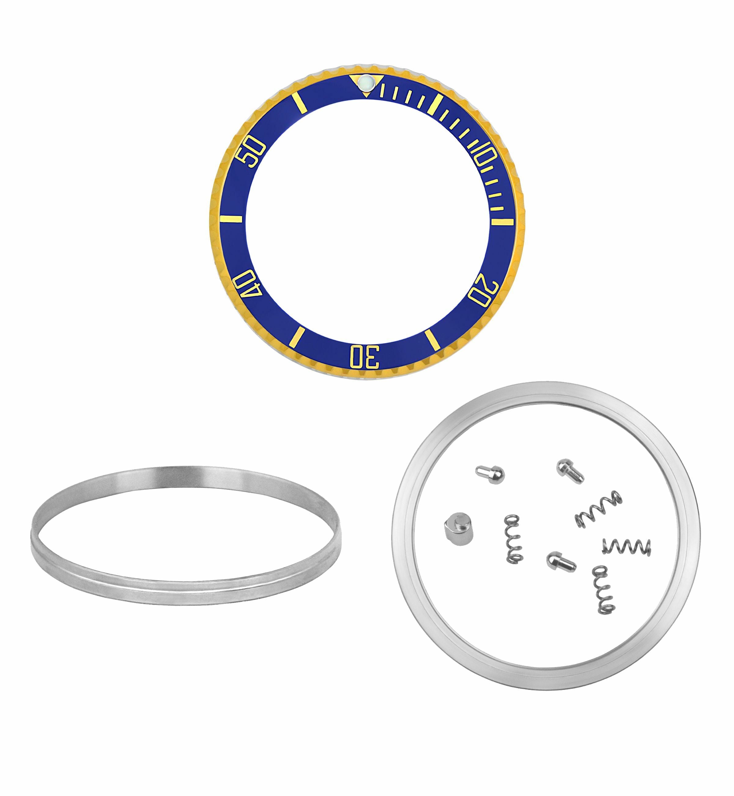 BEZEL & INSERT KIT FOR ROLEX SUBMARINER CERAMIC MODEL 116613, 116618 BLUE/GOLD