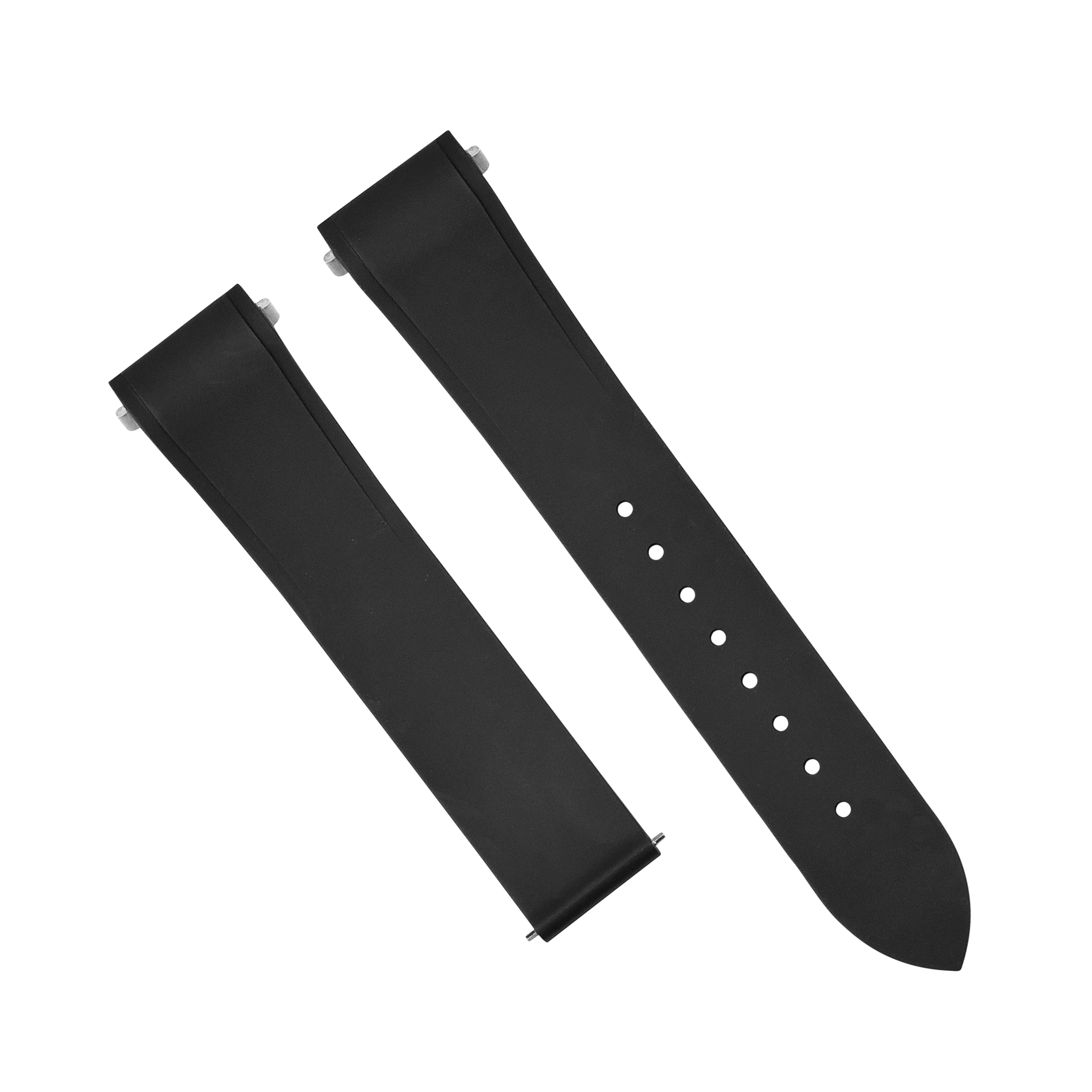 19MM SILICON RUBBER WATCH BAND STRAP FOR CARTIER SANTOS MEDIUM QUICK RELEA BLACK