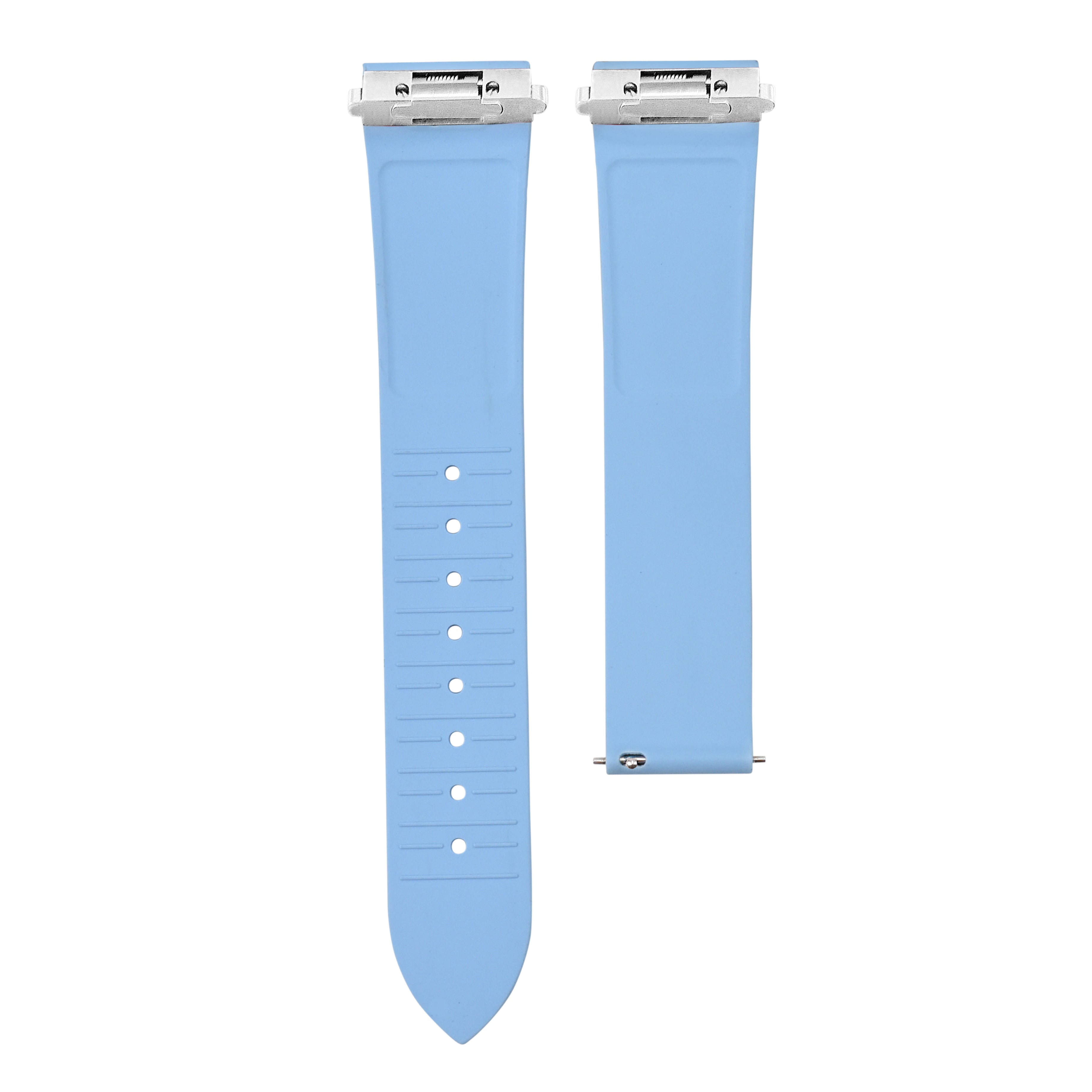 19MM SILICON RUBBER WATCH BAND STRAP FOR CARTIER SANTOS MEDIUM QUICK LIGHT BLUE
