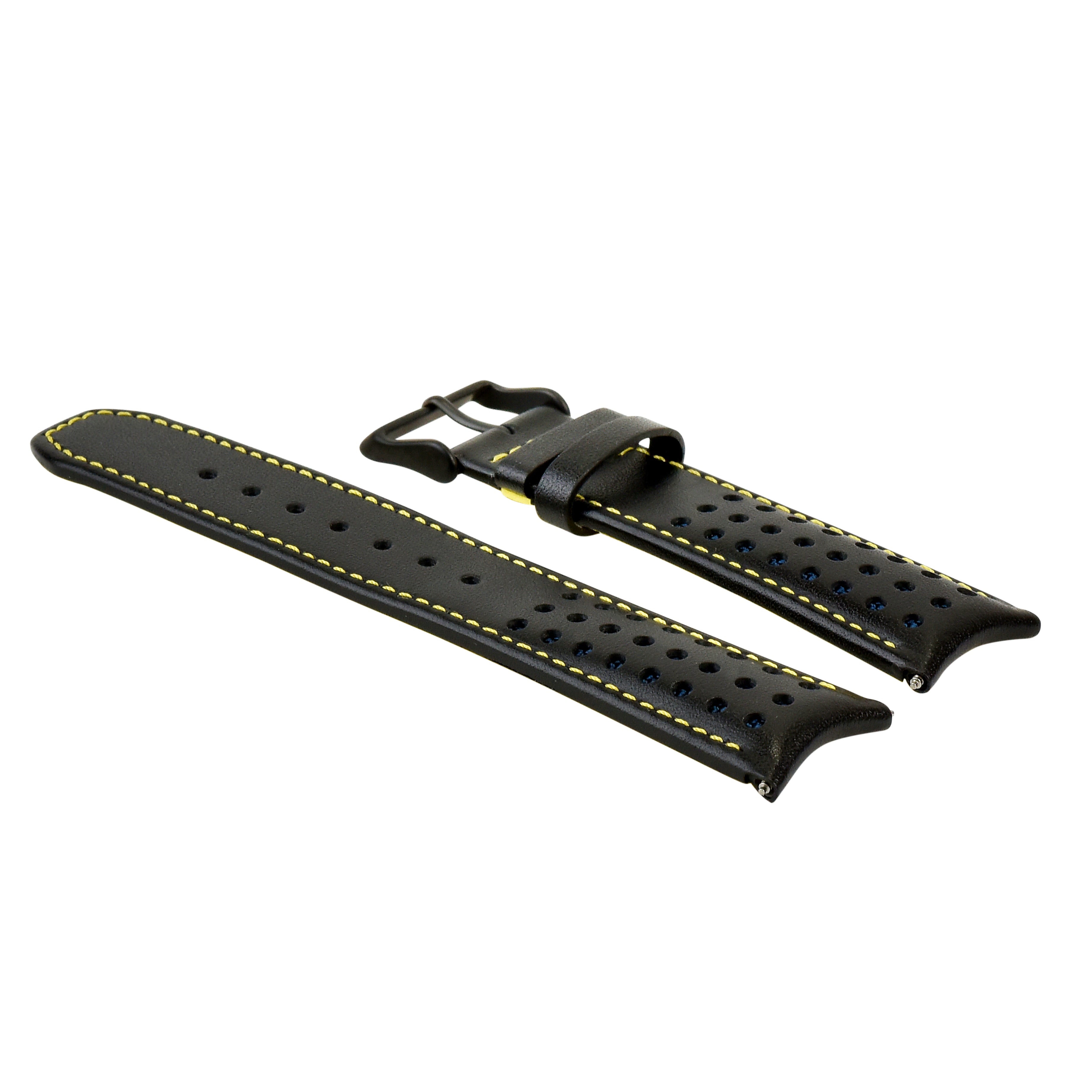 23MM LEATHER WATCH BAND STRAP FOR CITIZEN CA0467-03E ECO DRIVE WATCH BLACK YELLOW