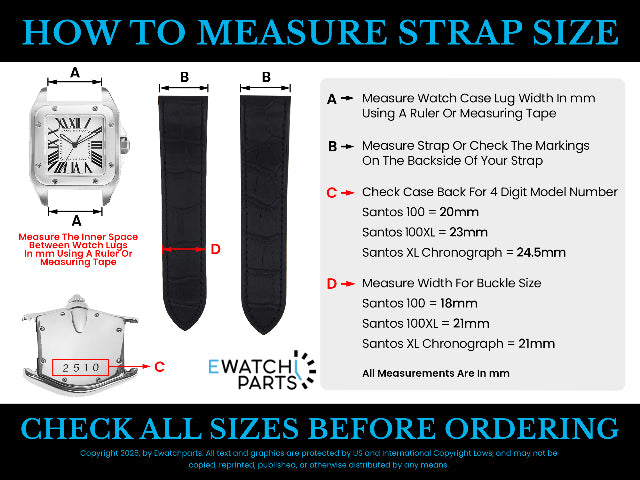 23MM LEATHER WATCH BAND STRAP FOR CARTIER SANTOS 100XL 2655 2656 2657 2740