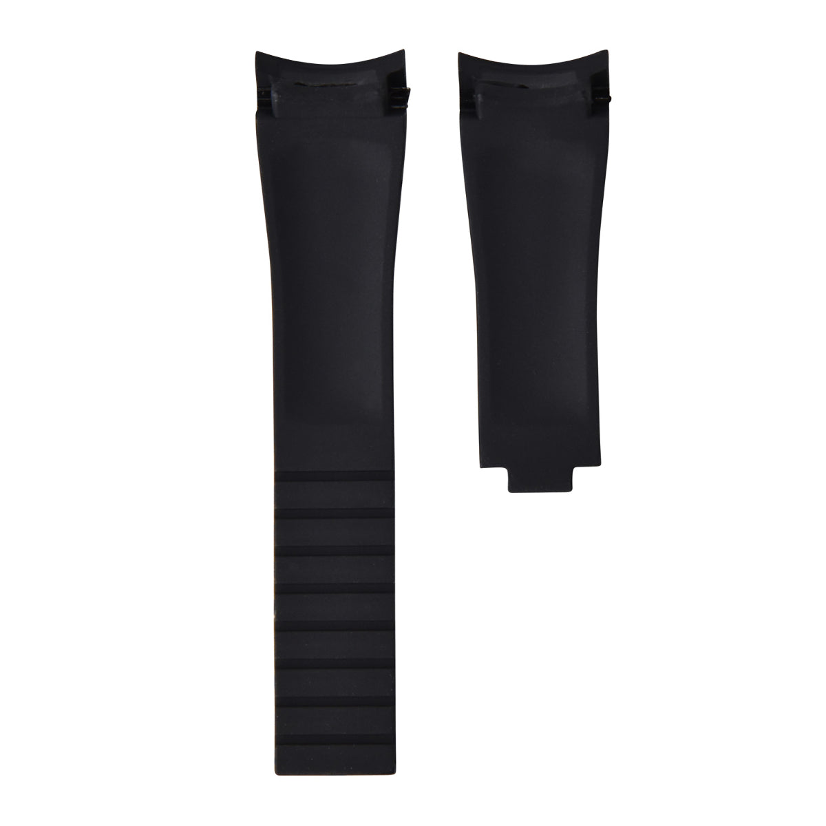 20MM RUBBER STRAP OYSTERFLEX FOR ROLEX DAYTONA, SUBMARINER, GMT CURVED END BLACK