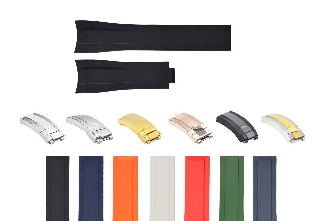 20MM RUBBER WATCH STRAP OYSTERFLEX FOR ROLEX DAYTONA, SUBMARINER, GMT CURVED END