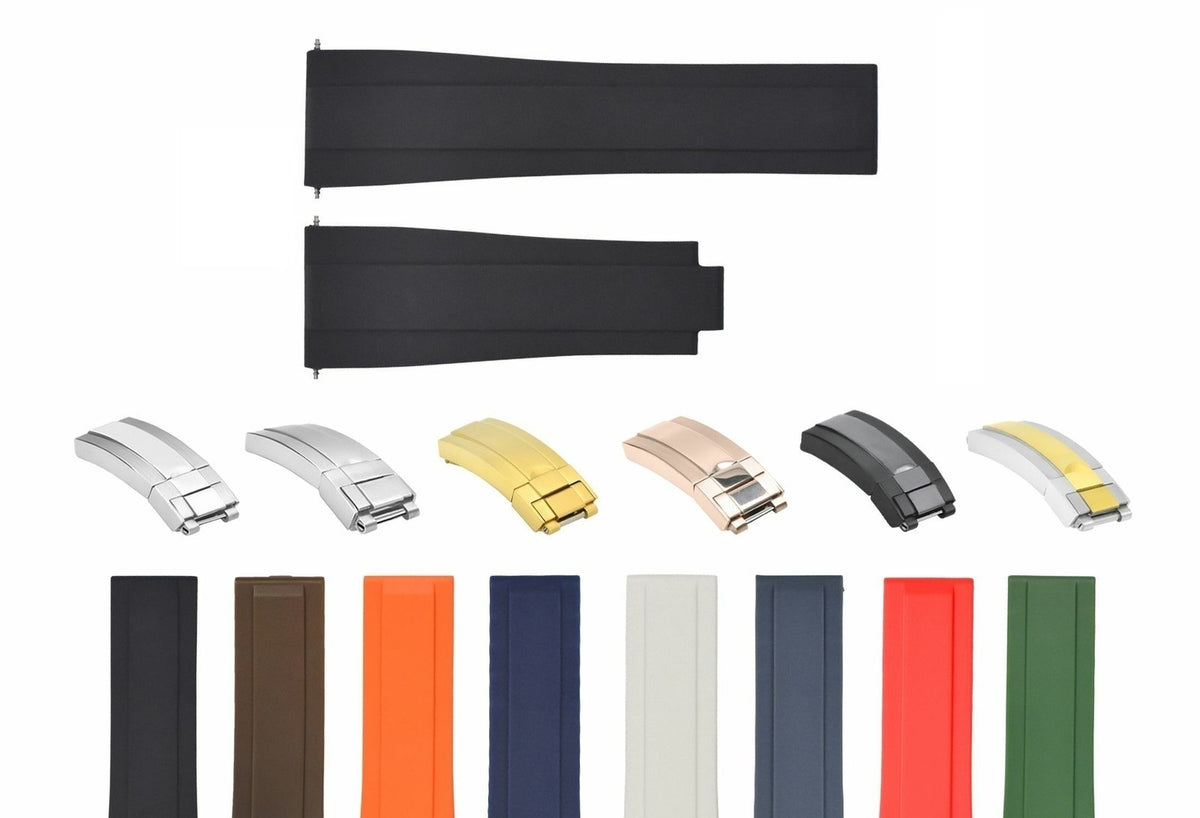 AFTERMARKET 20-21-22MM SILICONE RUBBER WATCH STRAP BAND FOR ROLEX OYSTERFLEX