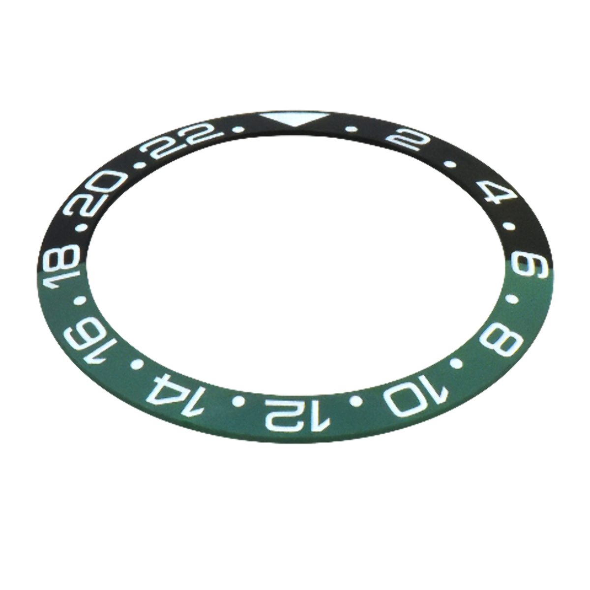REPLACEMENT BEZEL INSERT BLACK/GREEN CERAMIC FOR WATCH 37.40MM X 30.70MM