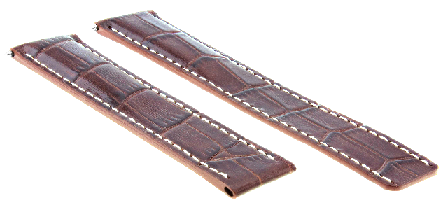 19MM LEATHER WATCH STRAP BAND FOR CARTIER TANK FRANCAISE 19MM/16MM BROWN WHITE ST