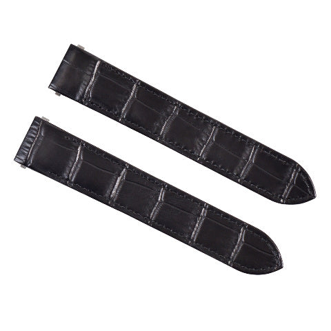 19MM LEATHER STRAP BAND FOR CARTIER ROADSTER 2510 2524 3312 3405 RELEASE BLACK