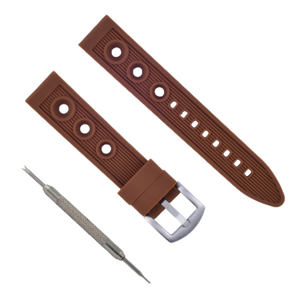 20MM RUBBER WATCH BAND STRAP FOR BREITLING CHRONOMAT COLT BRN SPRING BAR REMOVER