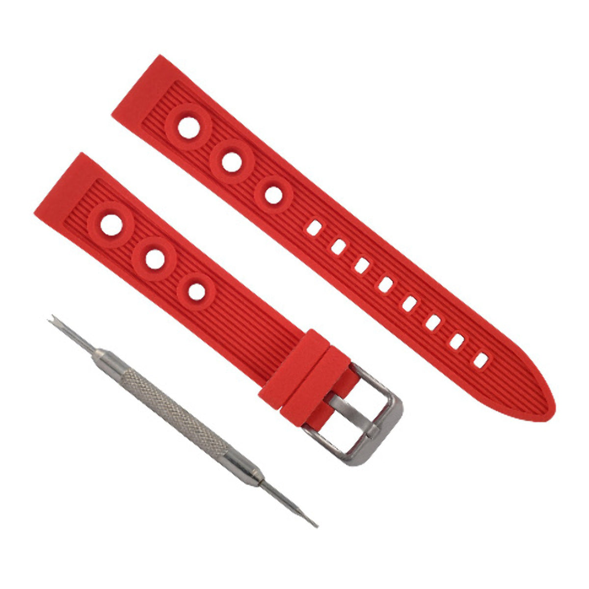 20MM RUBBER WATCH BAND STRAP FOR BREITLING CHRONOMAT COLT RED SPRING BAR REMOVER