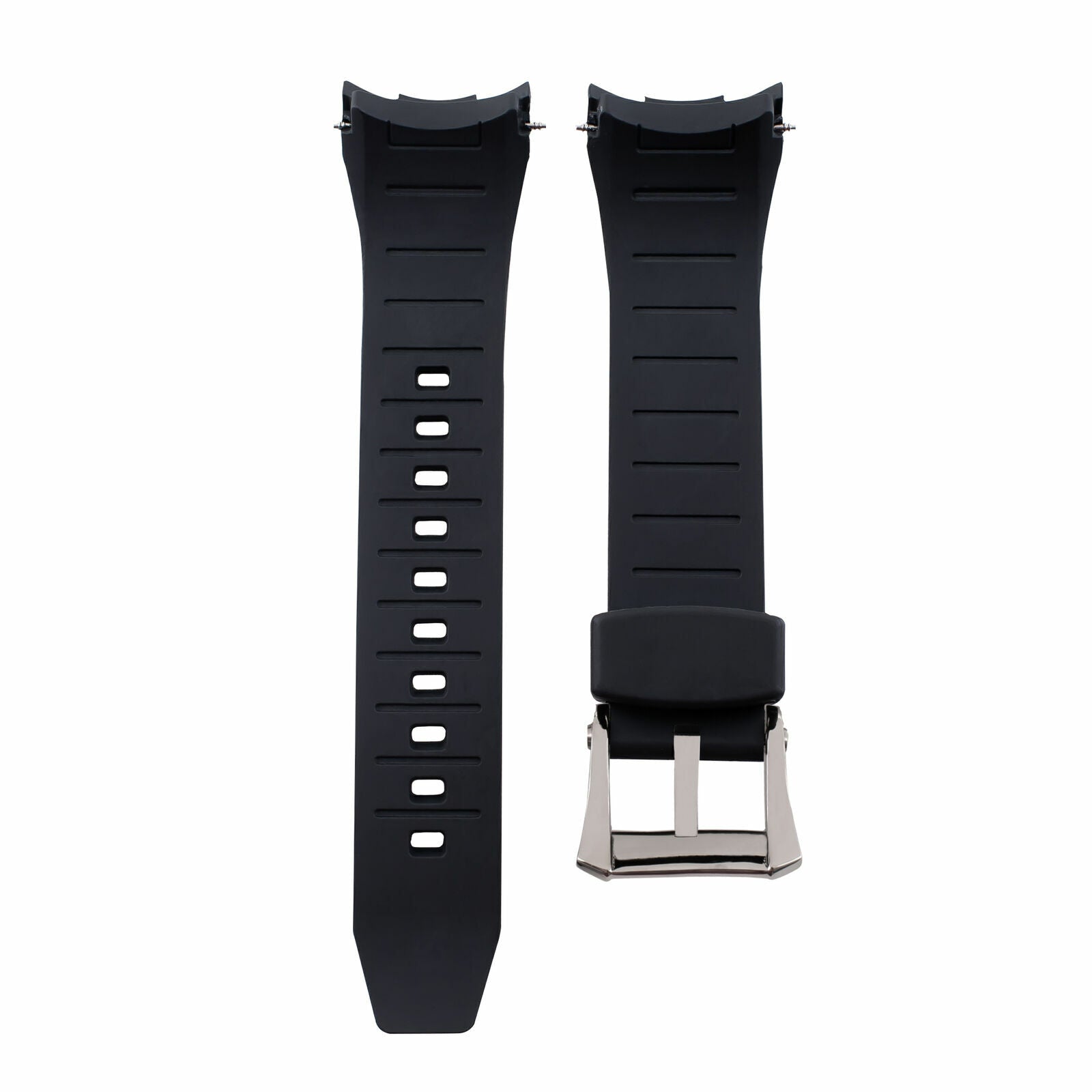 26MM RUBBER WATCH BAND FOR SEIKO KINETIC 7T62 BLACK + BUCKLE SPRING BAR REMOVER