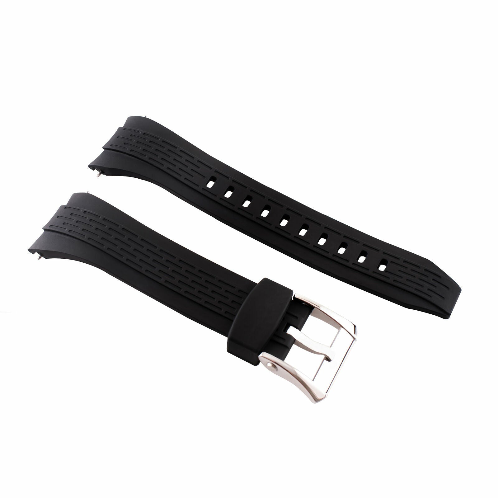 26MM RUBBER WATCH BAND FOR SEIKO KINETIC 7T62 BLACK + BUCKLE SPRING BAR REMOVER