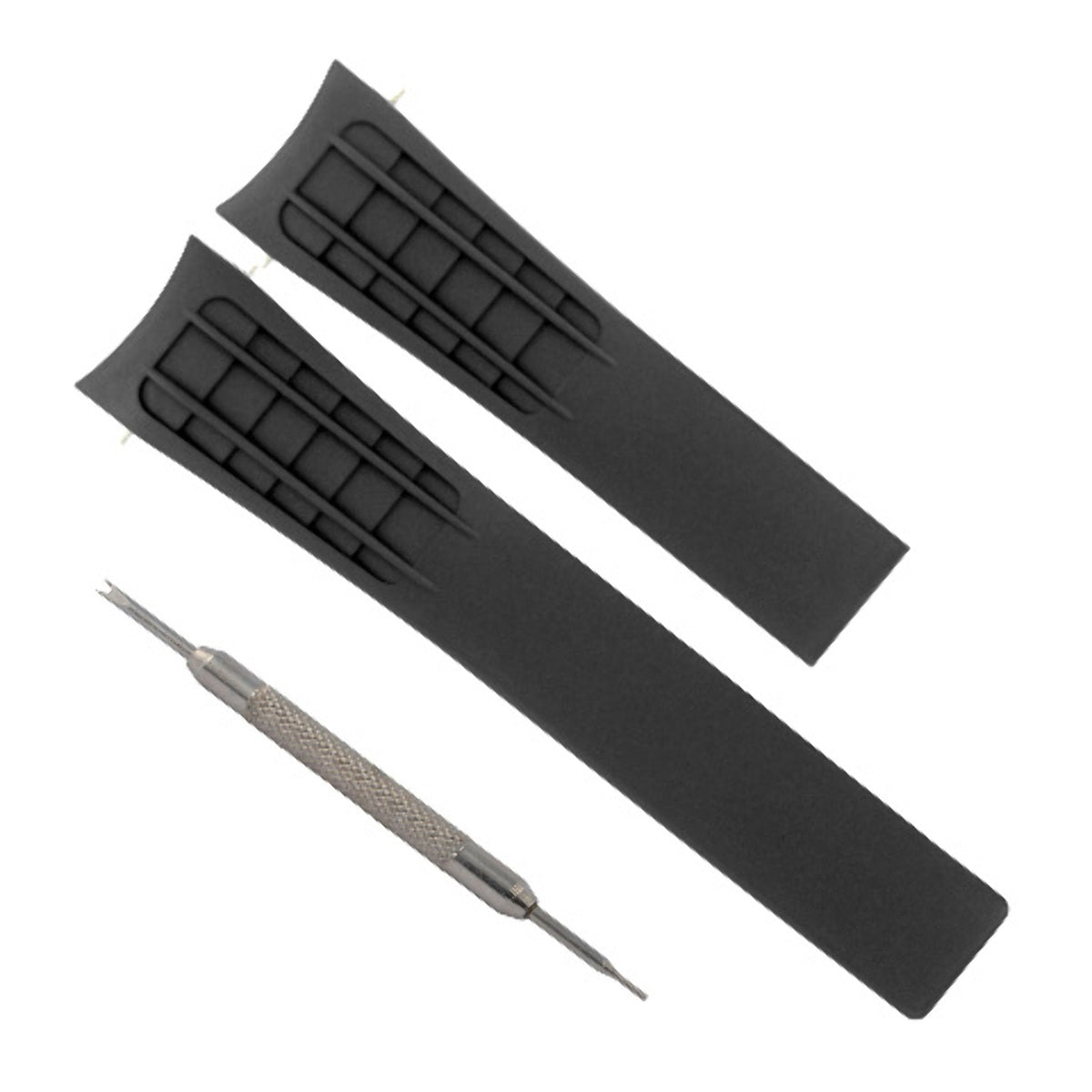 22MM RUBBER WATCH STRAP BAND FOR TAG HEUER CARRERA 5 SPRING BAR REMOVER BLACK