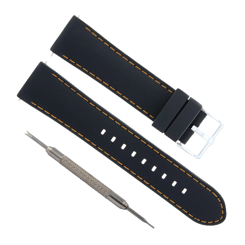 20MM RUBBER BAND STRAP FOR 41MM OMEGA SEAMASTER SWATCH SPRING BAR REMOVE BLACK OS