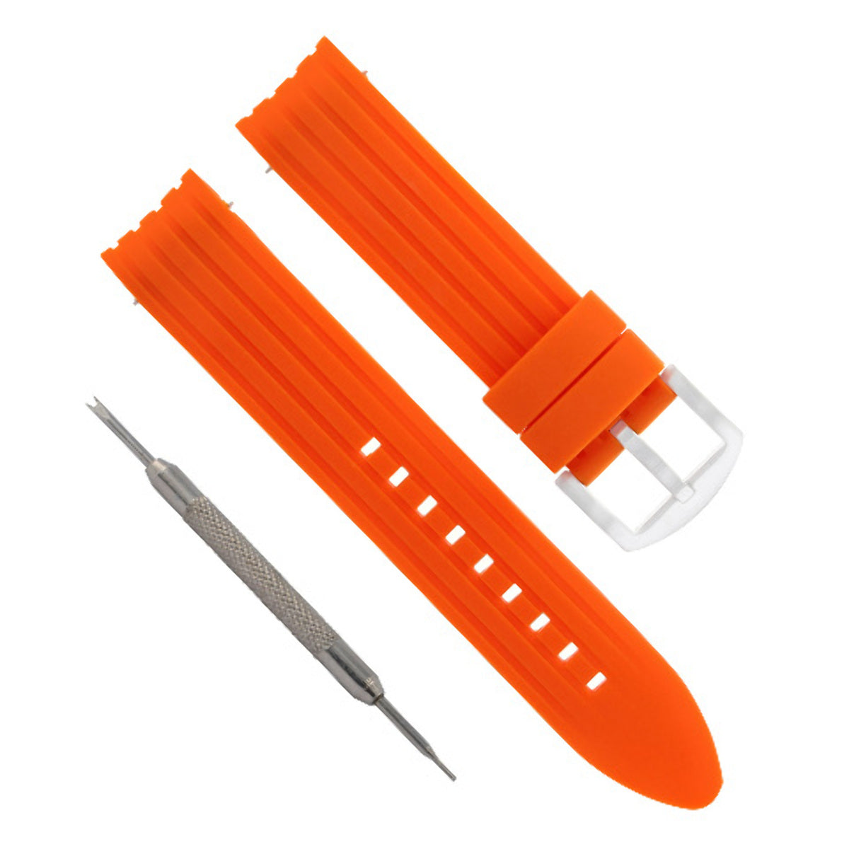 RUBBER BAND STRAP 22MM FOR 45MM OMEGA SEAMASTER PLANET SPRING BAR REMOVER ORANGE
