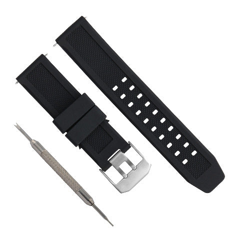 23MM RUBBER WATCH BAND STRAP BASIS PEAK ULTIMATE FITNESS SPRING BAR REMOVER BLACK