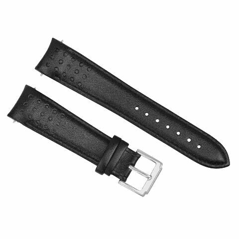 21MM CURVED END LEATHER WATCH BAND STRAP FOR SEIKO SNAE75 SCJC043 7T62-OKVO BLACK