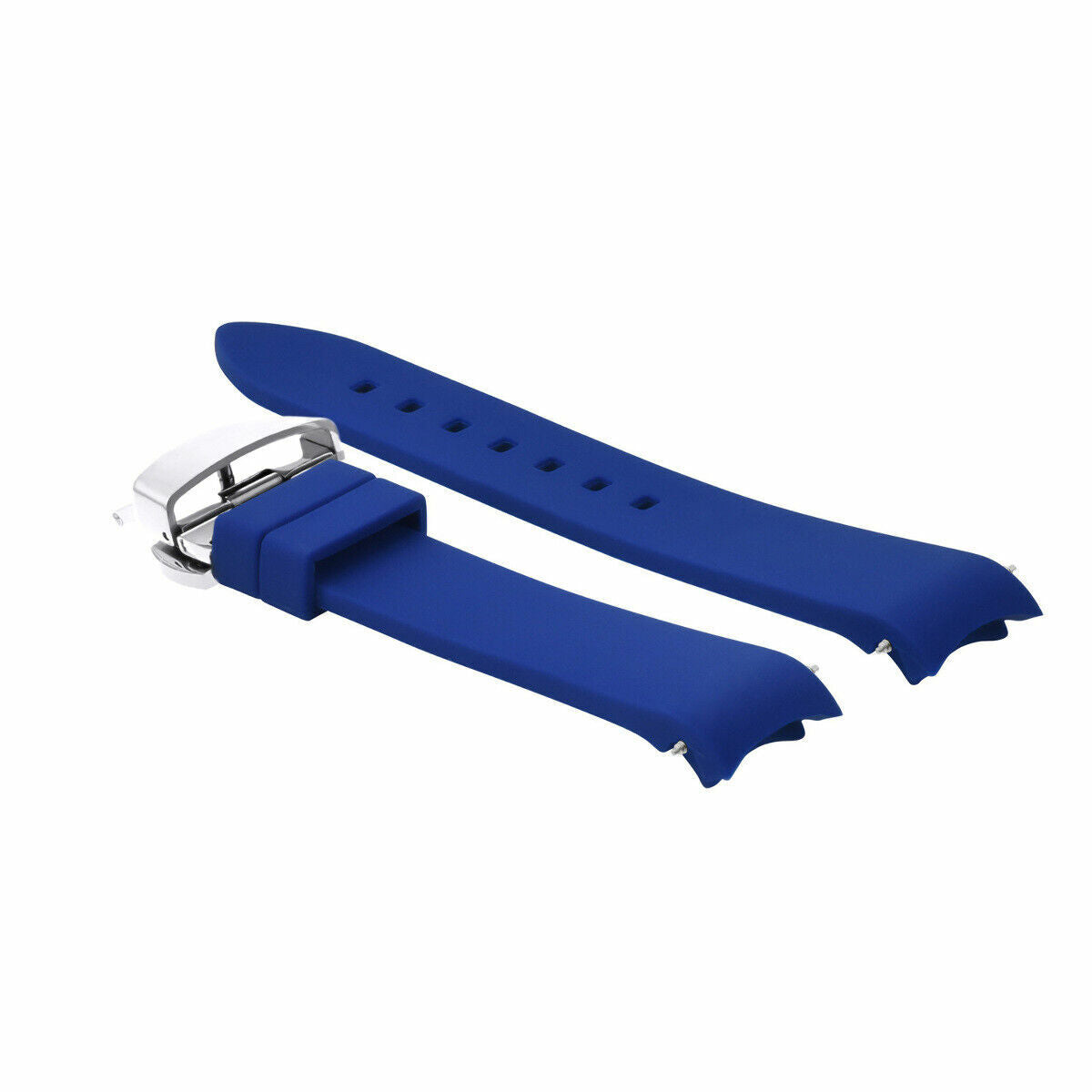 CURVED END SILICONE WATCH BAND RUBBER STRAP +CLASP - 22MM