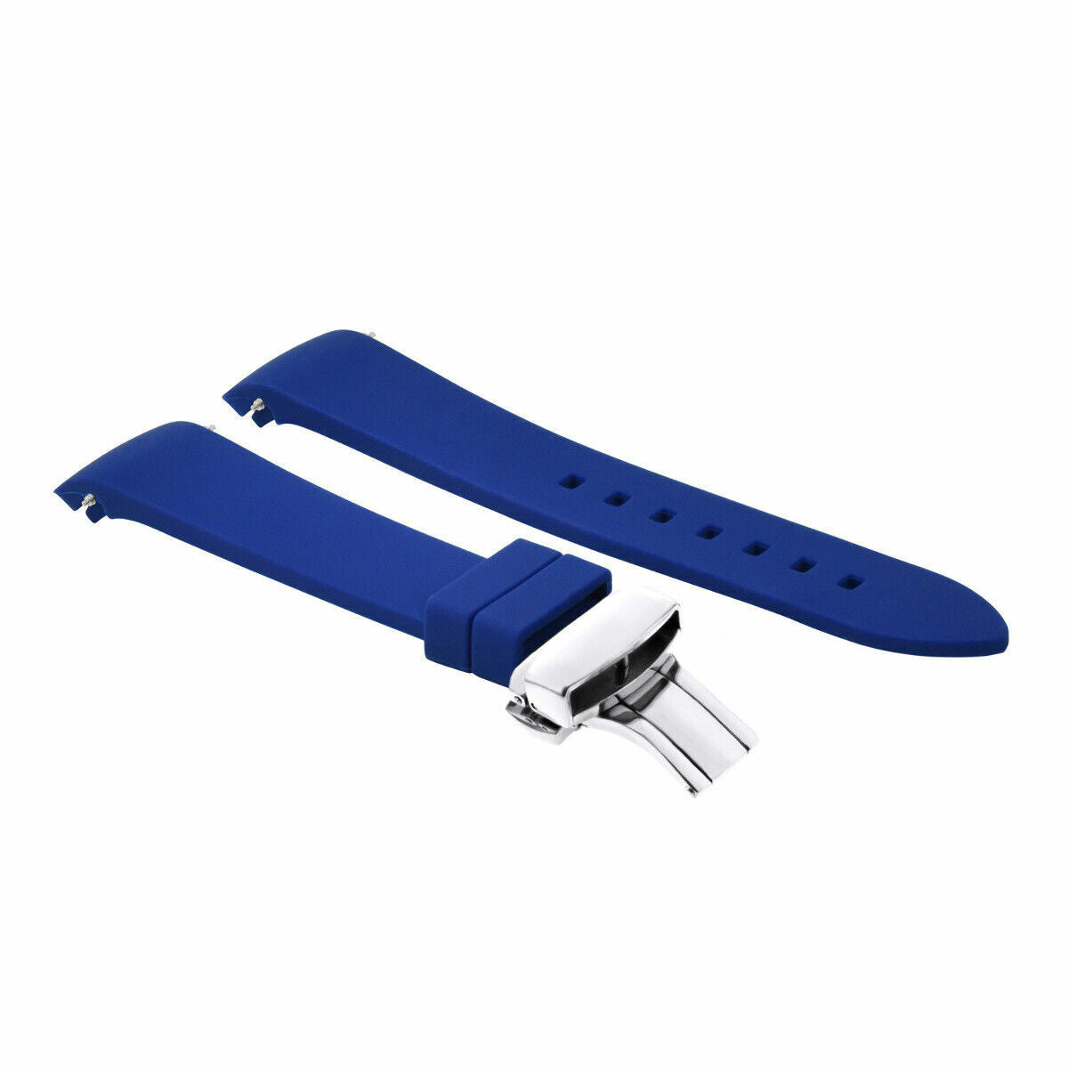 CURVED END SILICONE WATCH BAND RUBBER STRAP +CLASP - 20MM