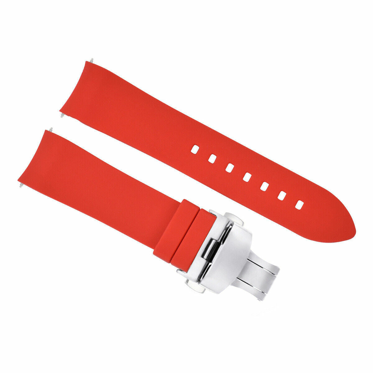 CURVED END SILICONE WATCH BAND RUBBER STRAP 18MM 19MM,20MM 21MM 22MM 24MM +CLASP