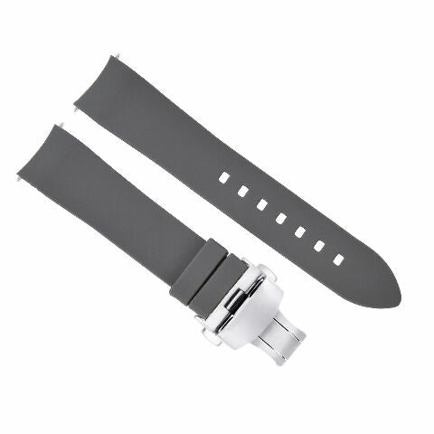 CURVED END SILICONE WATCH BAND RUBBER STRAP +CLASP - 24MM