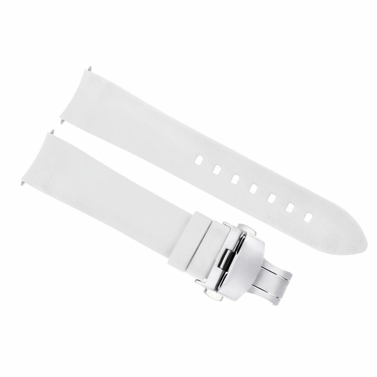 CURVED END SILICONE WATCH BAND RUBBER STRAP +CLASP - 21MM