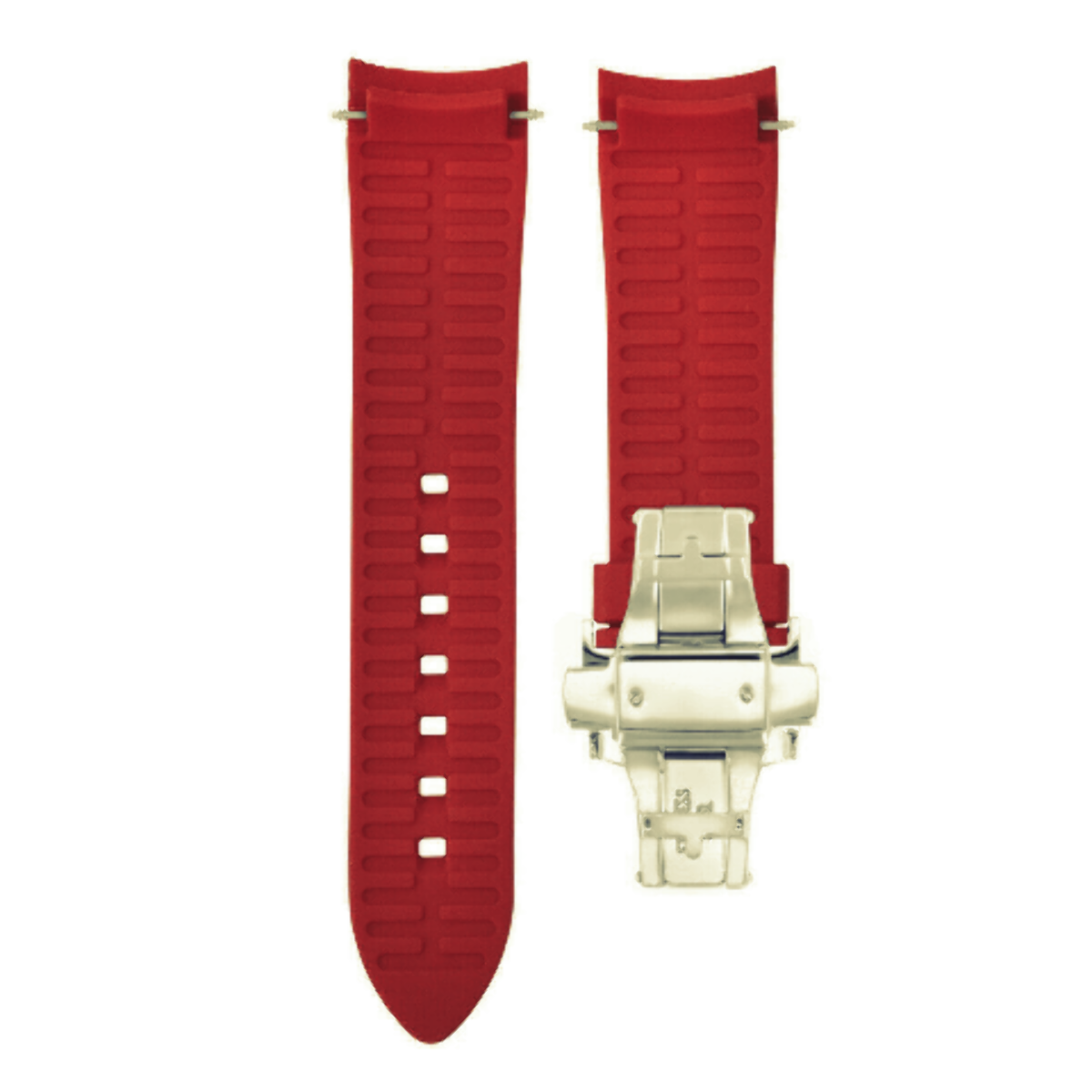 CURVED END SILICONE RUBBER STRAP 18MM19MM  20MM 21MM 22MM 24MM FOR OMEGA SEAMAST, Red, underside view