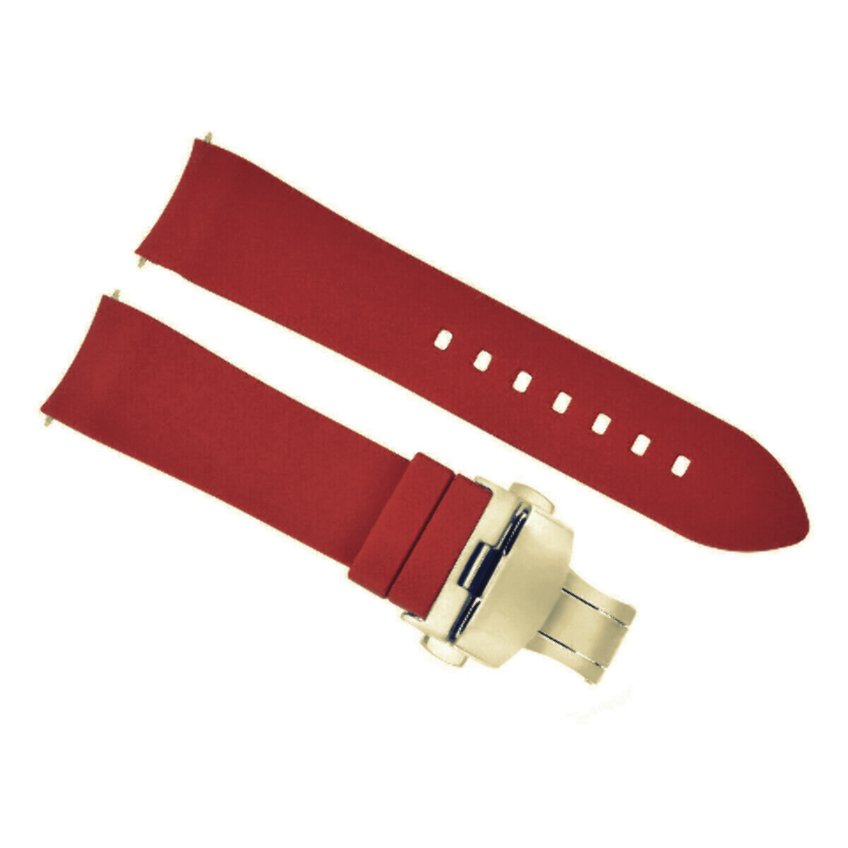 CURVED END SILICONE RUBBER STRAP 18MM19MM  20MM 21MM 22MM 24MM FOR OMEGA SEAMAST, Red, view 7