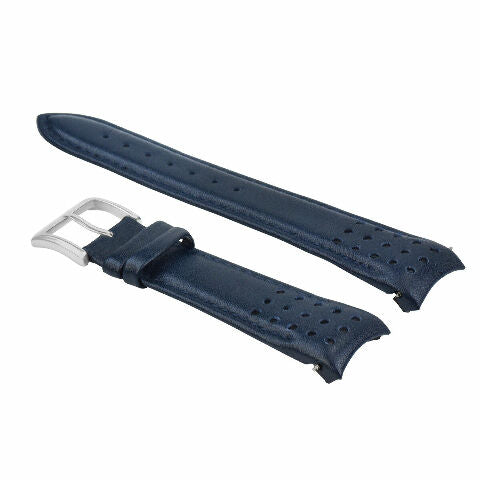 21MM CURVED END LEATHER WATCH BAND STRAP FOR SEIKO SNAE75 SCJC043 7T62-OKVO BLUE