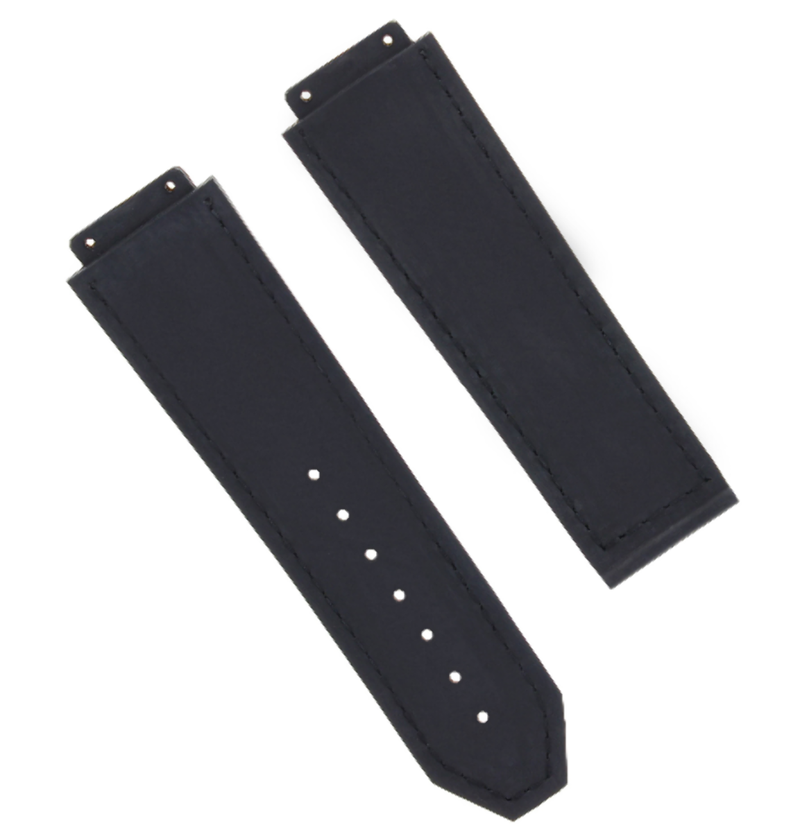 26MM LEATHER RUBBER WATCH BAND STRAP FOR HUBLOT WATCH BLACK, BLUE, BROWN, ROYAL, Black, front view