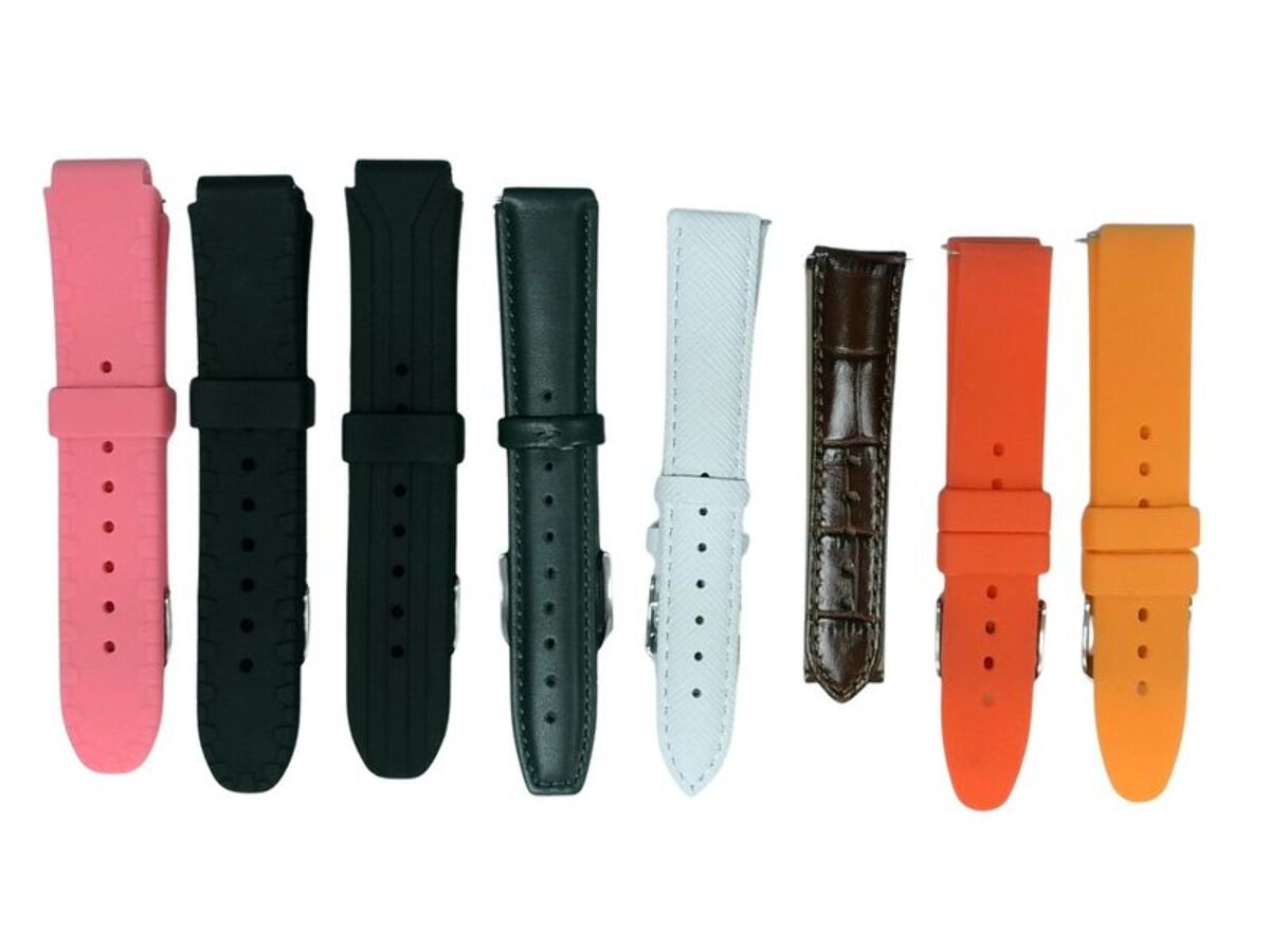 8Pcs Assorted 18mm Rubber & Leather Watch Band Straps For Watches