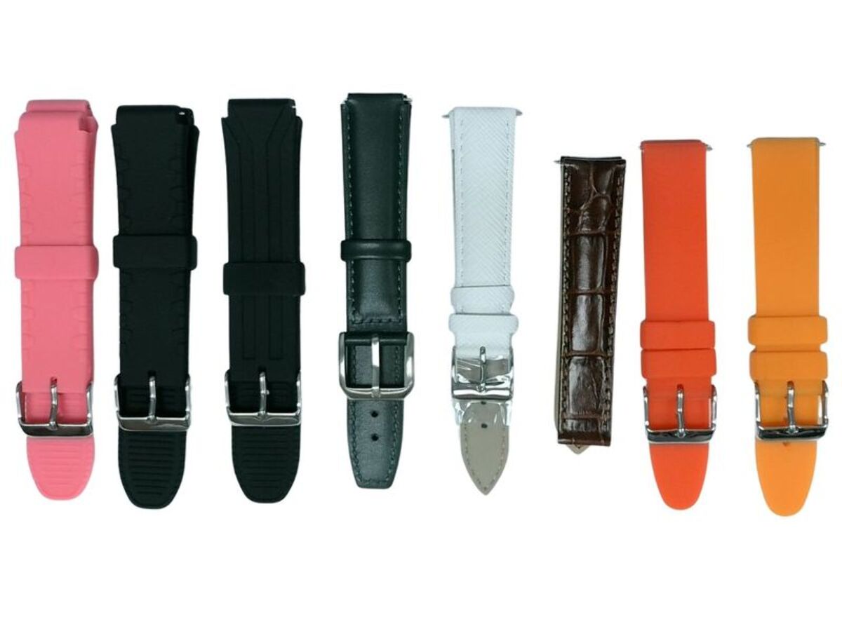 8Pcs Assorted 18mm Rubber & Leather Watch Band Straps For Watches