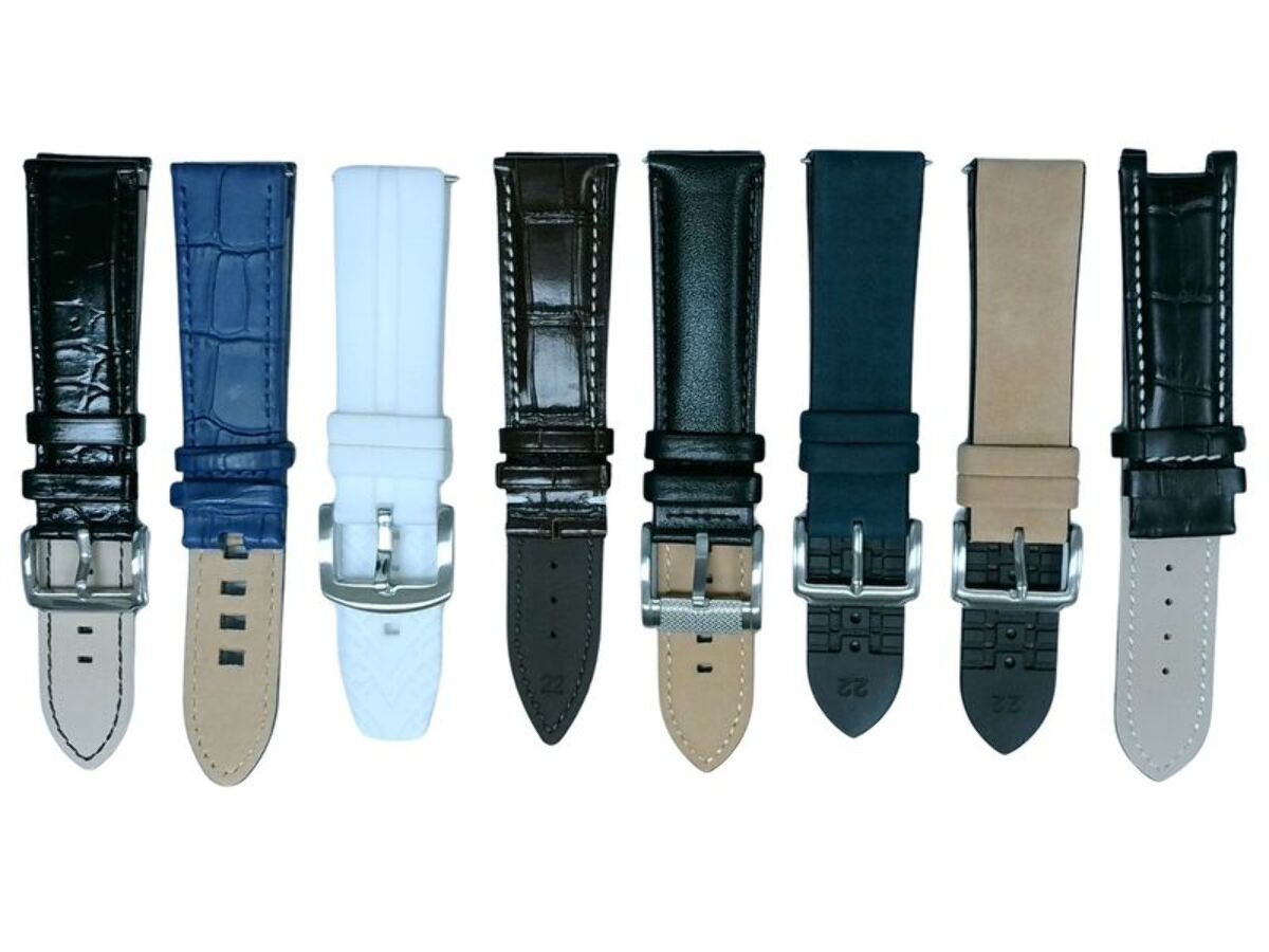 8Pcs Assorted 22mm Rubber & Leather Watch Band Straps For Watches