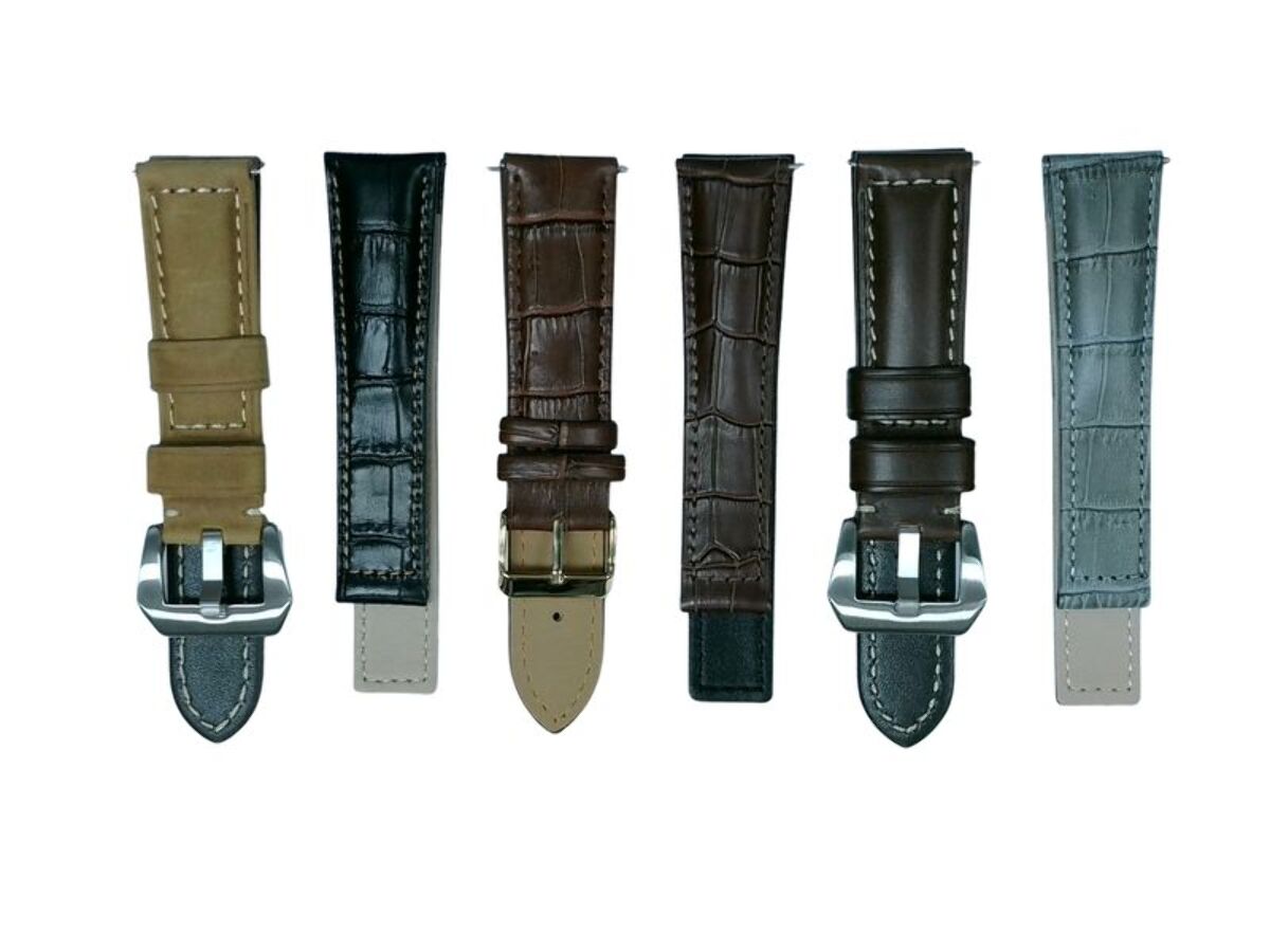 6Pcs Assorted 22mm Leather Watch Band Straps For All Watches